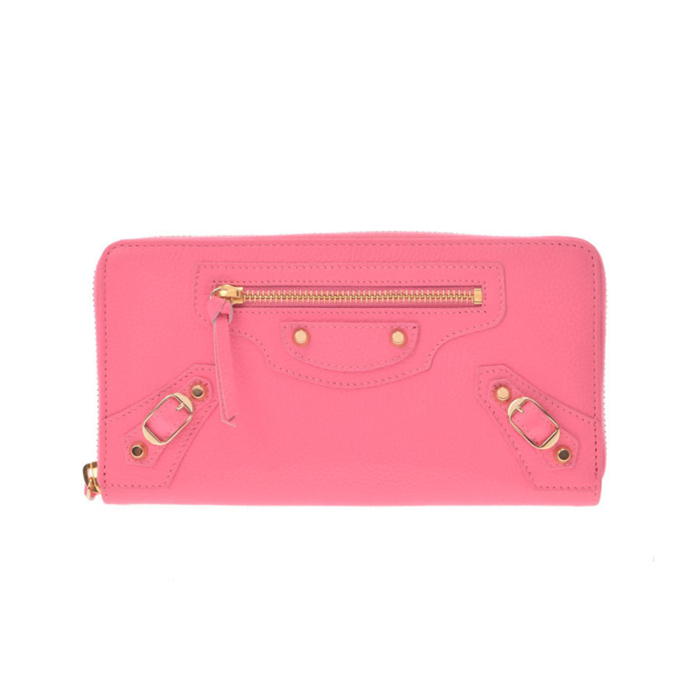 Balenciaga Continental Leather Pink Long Wallet Card